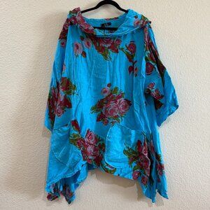 Hooded Linen Top made in Italy size XL